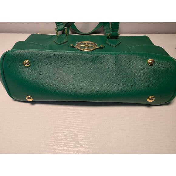 NWOT Joy Iman Green Women's Purse Stylish Hand Bag Rainbow Lining Bold Classy - Picture 8 of 8